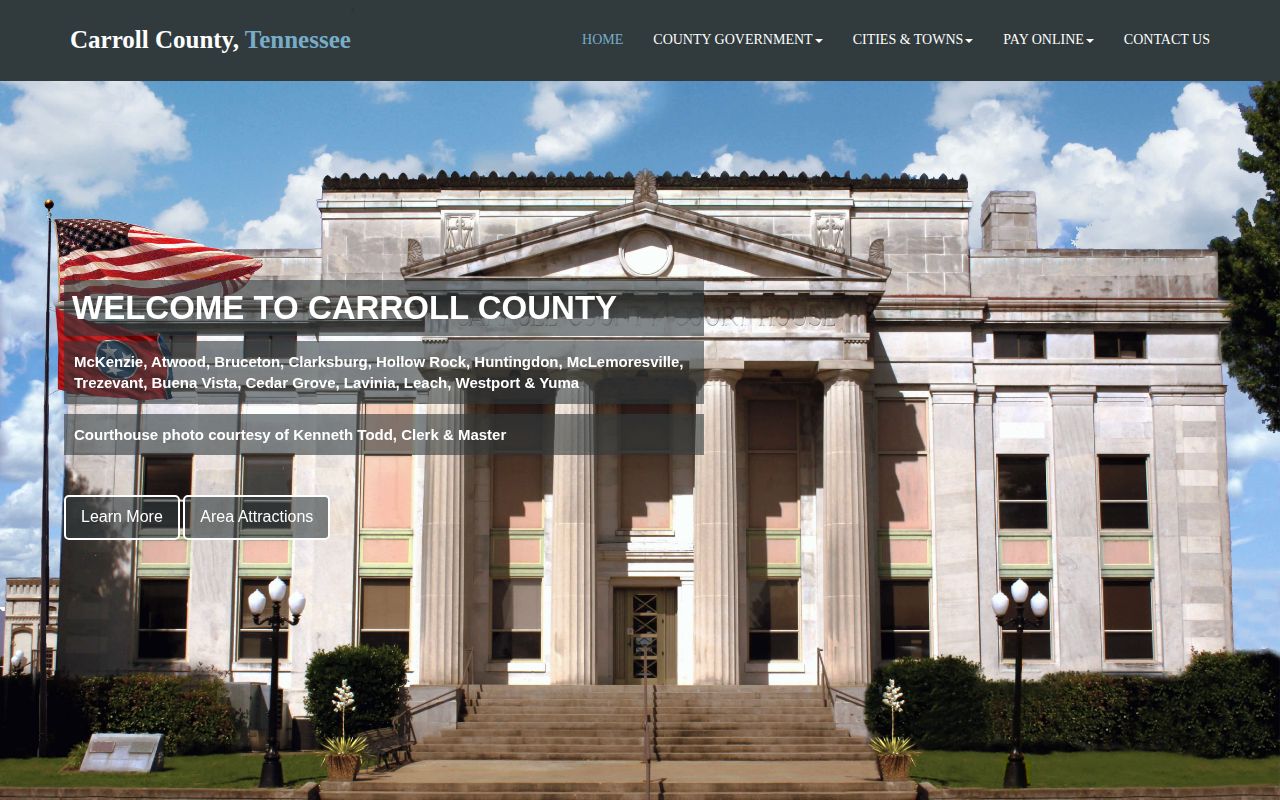 Official Carroll County Tennessee website showing county and Sheriff context
