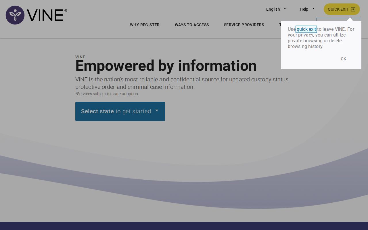 Carroll County VINELink inmate search and release alert screen